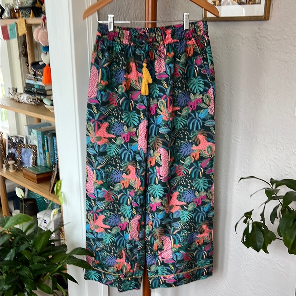Tropical Print Wide-Leg Lounge Pants // S/M